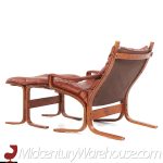 Westnofa Siesta Mid Century Bentwood and Leather Lounge Chairs and Ottoman