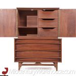 Young Manufacturing Mid Century Walnut Curved Front Highboy Dresser