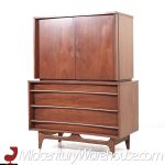 Young Manufacturing Mid Century Walnut Curved Front Highboy Dresser