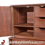 Young Manufacturing Mid Century Walnut Curved Front Highboy Dresser