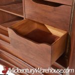 Young Manufacturing Mid Century Walnut Curved Front Highboy Dresser