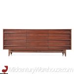 Young Manufacturing Mid Century Walnut Curved Front Lowboy Dresser