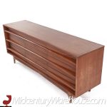 Young Manufacturing Mid Century Walnut Curved Front Lowboy Dresser