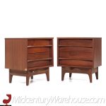 Young Manufacturing Mid Century Walnut Curved Front Nightstands