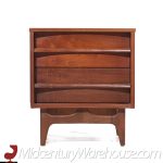 Young Manufacturing Mid Century Walnut Curved Front Nightstands