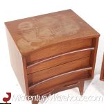 Young Manufacturing Mid Century Walnut Curved Nightstands - Pair