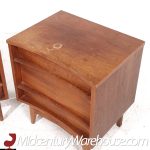 Young Manufacturing Mid Century Walnut Curved Nightstands - Pair