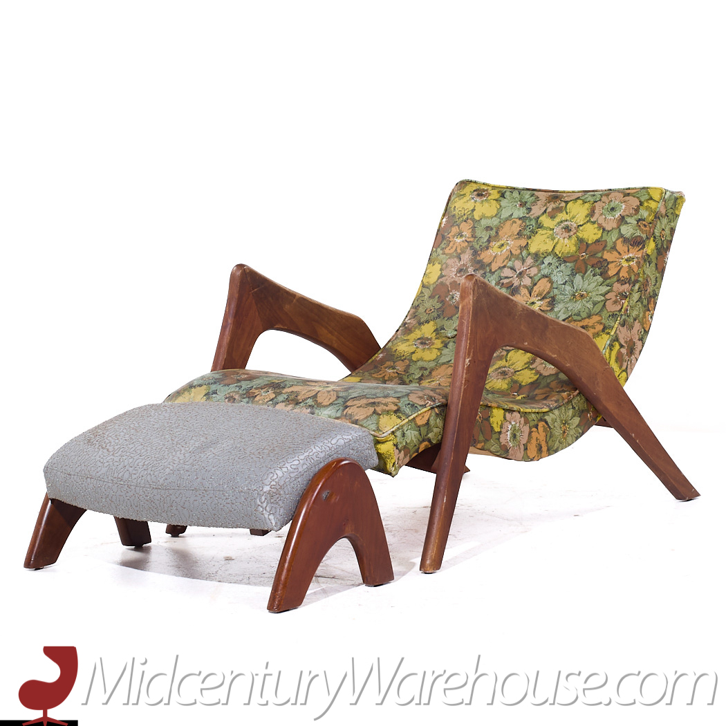 Adrian Pearsall Mid Century Grasshopper Chair with Ottoman