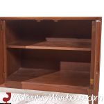 American of Martinsville Mid Century Walnut and Cane Credenza Credenza and Hutch