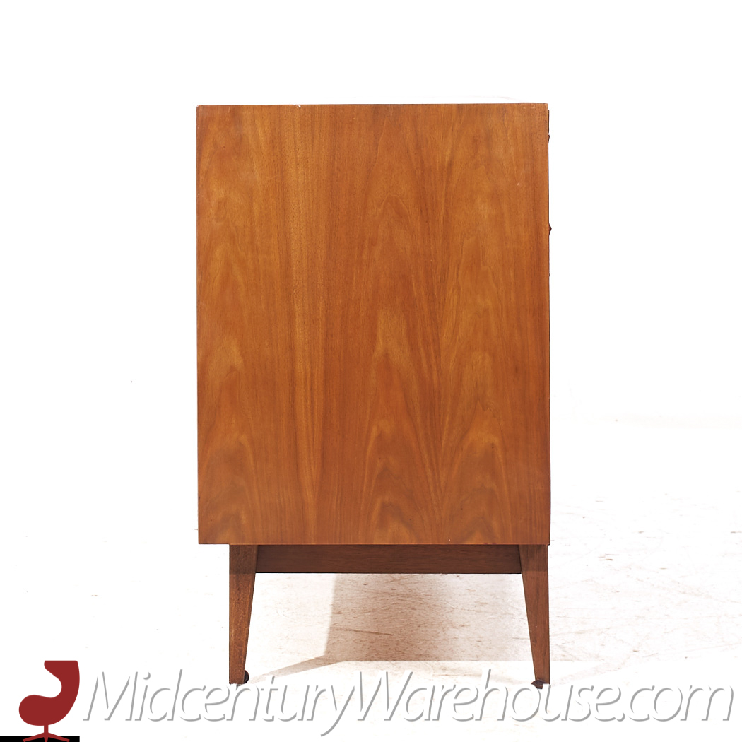 American of Martinsville Mid Century Walnut and Cane Credenza Credenza and Hutch