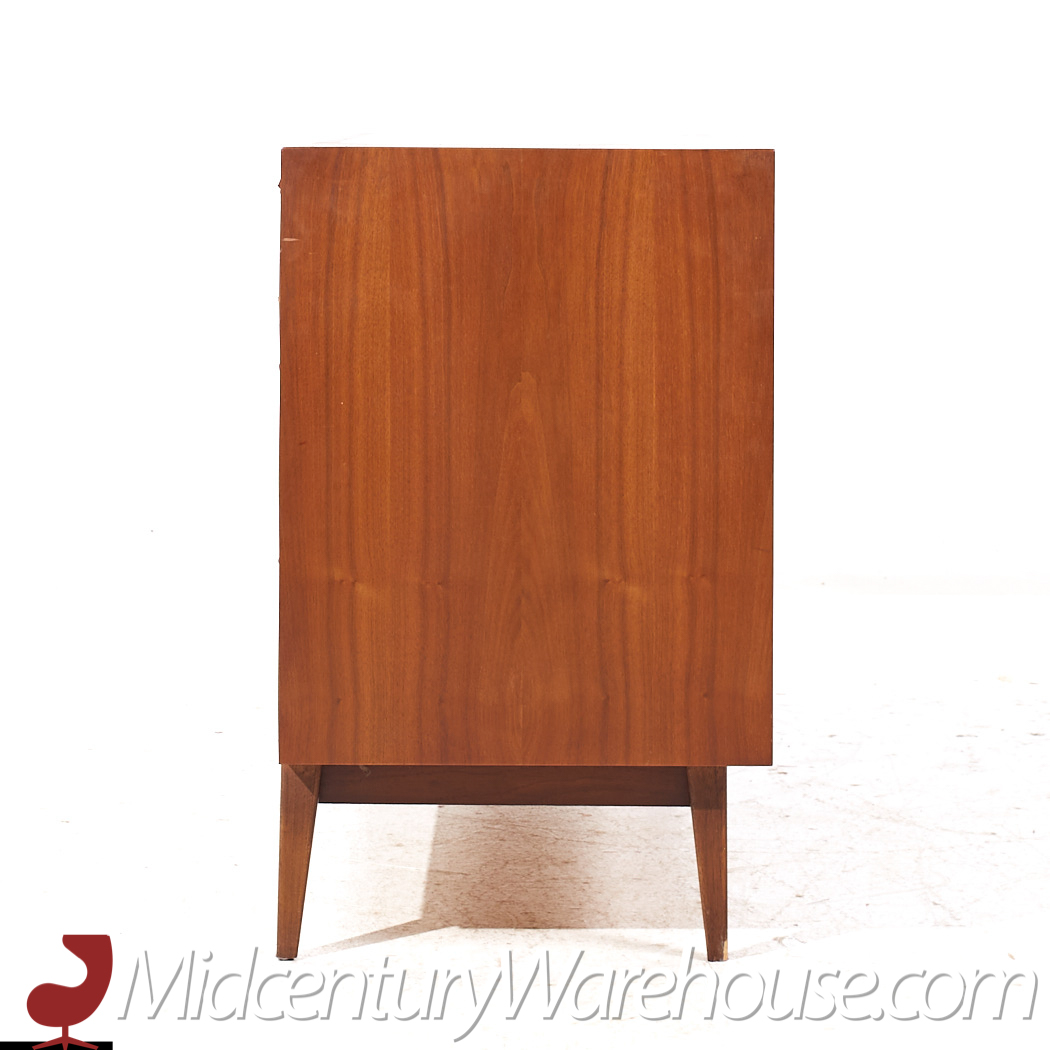 American of Martinsville Mid Century Walnut and Cane Credenza Credenza and Hutch