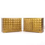 Barbara Barry for Baker Mid Century Gold Leaf Cabinet Credenza