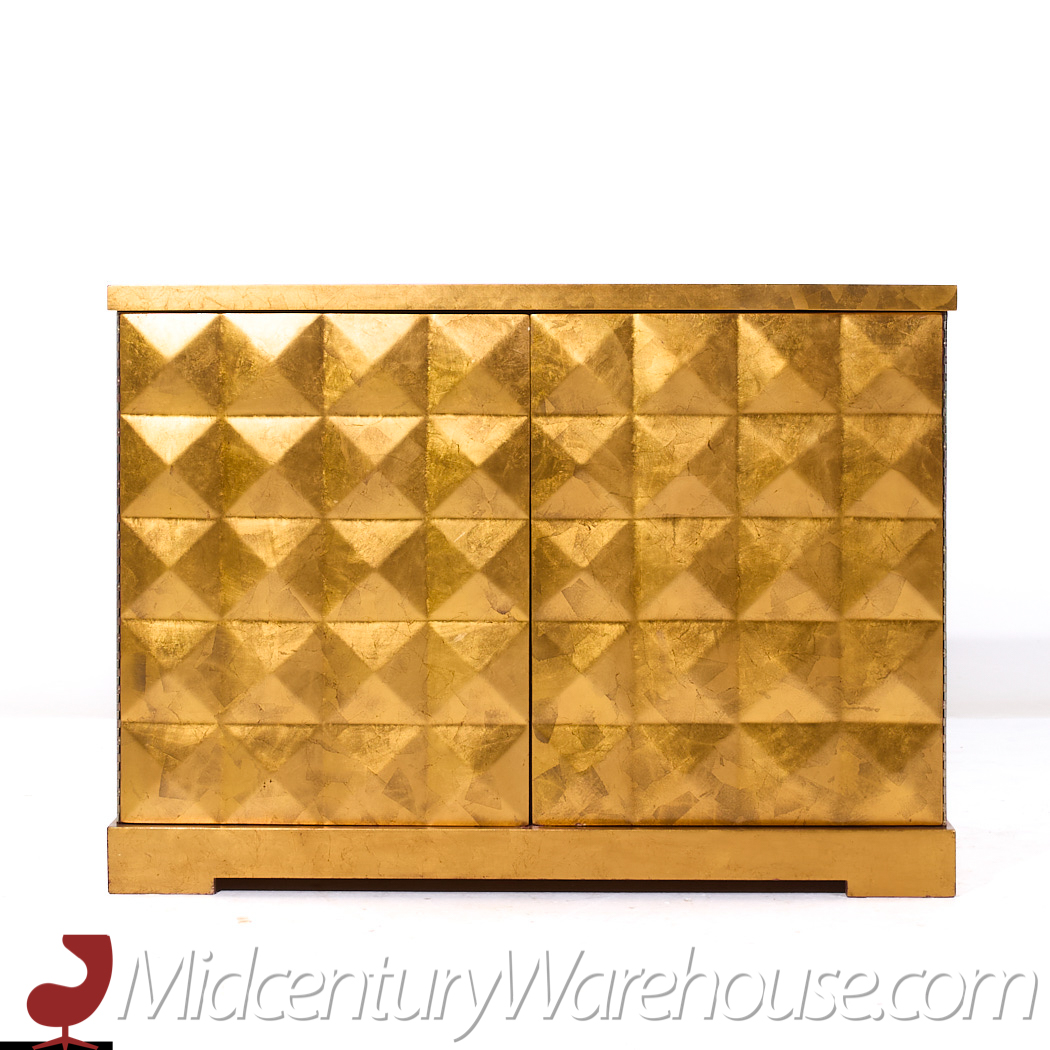 Barbara Barry for Baker Mid Century Gold Leaf Cabinet Credenza