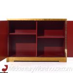 Barbara Barry for Baker Mid Century Gold Leaf Cabinet Credenza - Pair