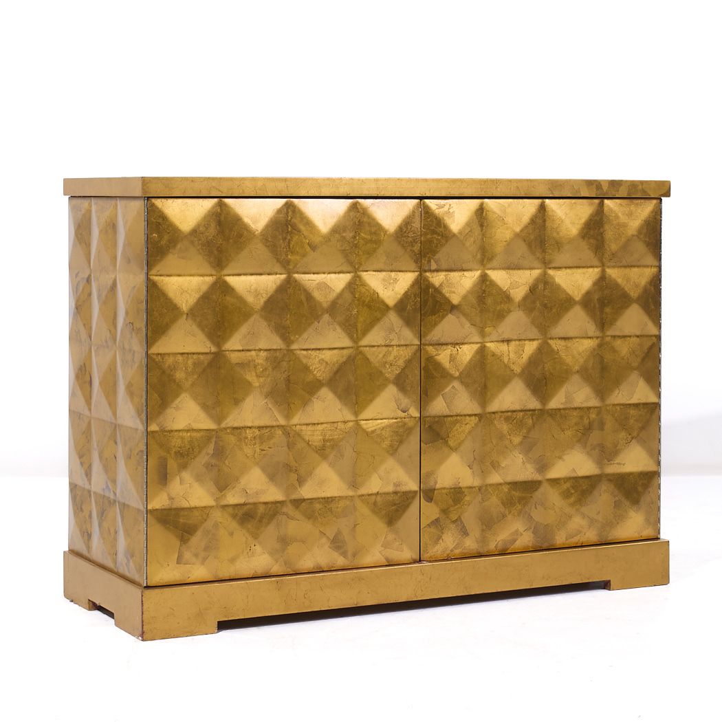 Barbara Barry for Baker Mid Century Gold Leaf Cabinet Credenza