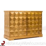 Barbara Barry for Baker Mid Century Gold Leaf Cabinet Credenza - Pair