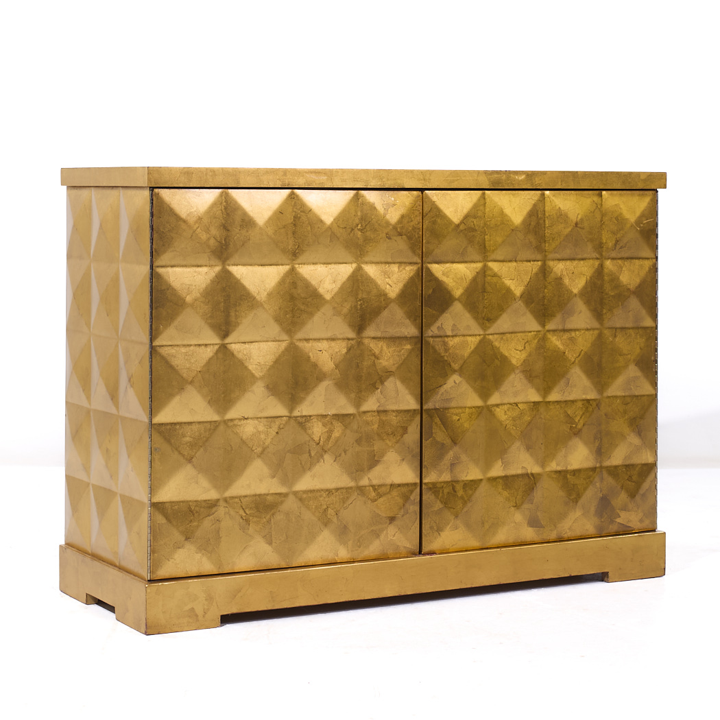 Barbara Barry for Baker Mid Century Gold Leaf Cabinet Credenza