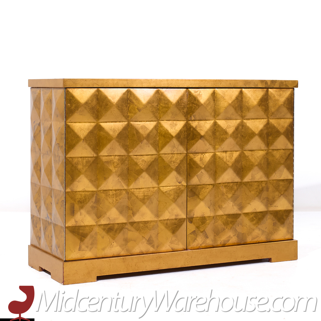 Barbara Barry for Baker Mid Century Gold Leaf Cabinet Credenza