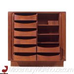 Bernhard Pedersen Mid Century Danish Teak Tambour Armoire Dresser