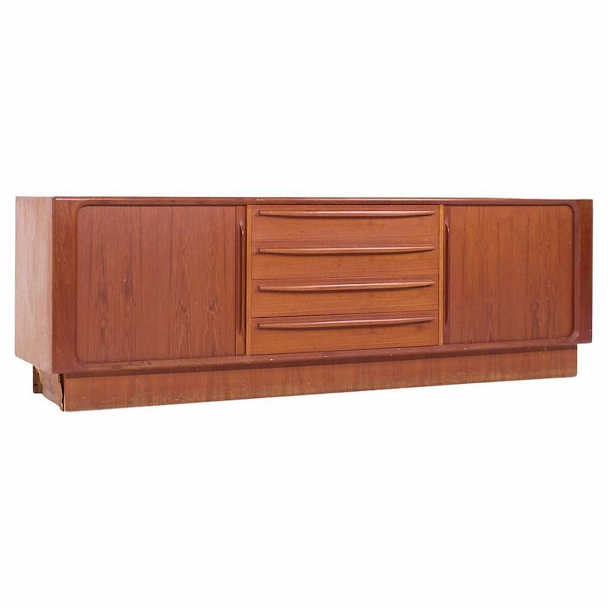 Bernhard Pedersen & Son Mid Century Danish Modern Teak Tambour Door Sideboard Credenza