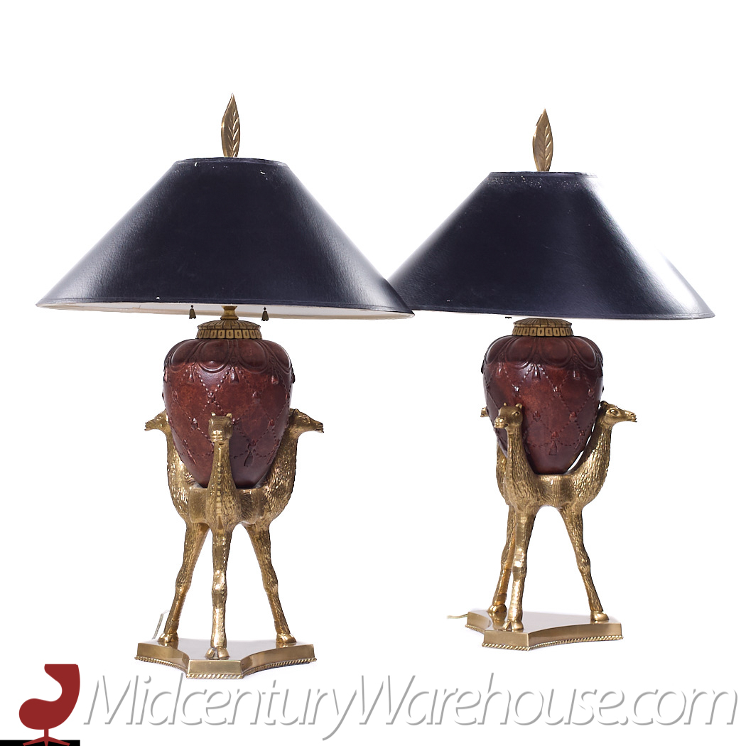 Chapman Mid Century Brass Camel Lamps - Pair