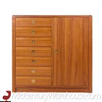 D Scan Captain Line Mid Century Danish Teak and Brass Highboy Gentlemans Chest Dresser