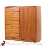 D Scan Captain Line Mid Century Danish Teak and Brass Highboy Gentlemans Chest Dresser