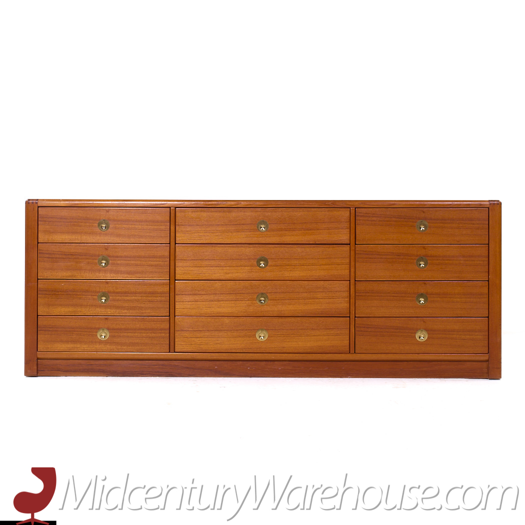 D Scan Captain Line Mid Century Danish Teak and Brass Lowboy Dresser