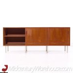 Dux Style Mid Century Teak and Chrome Danish Sliding Door Credenza