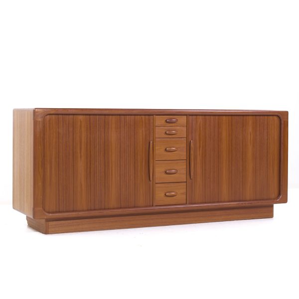 Dyrlund Mid Century Danish Teak Tambour Door Credenza