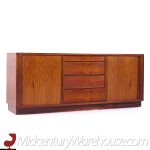 Dyrlund Style Mid Century Rosewood Tambour Credenza with Hutch