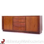 Dyrlund Style Mid Century Rosewood Tambour Credenza with Hutch