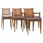 Edward Wormley for Dunbar Mid Century Cane and Bleached Mahogany Dining Chairs - Set of 6