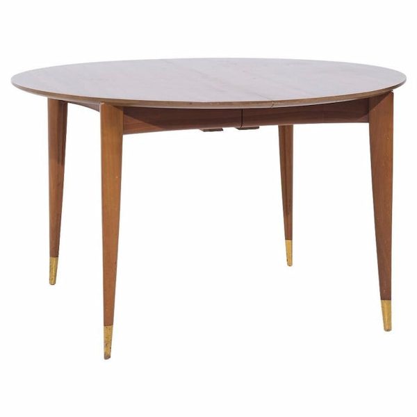 Gio Ponti for Singer and Sons Model 2135 Mid Century Walnut Expanding Dining Table with 4 Leaves