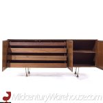 Gio Ponti for Singer and Sons Model 2184 Mid Century Walnut, Cane and Brass Credenza