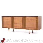 Gio Ponti for Singer and Sons Model 2184 Mid Century Walnut, Cane and Brass Credenza