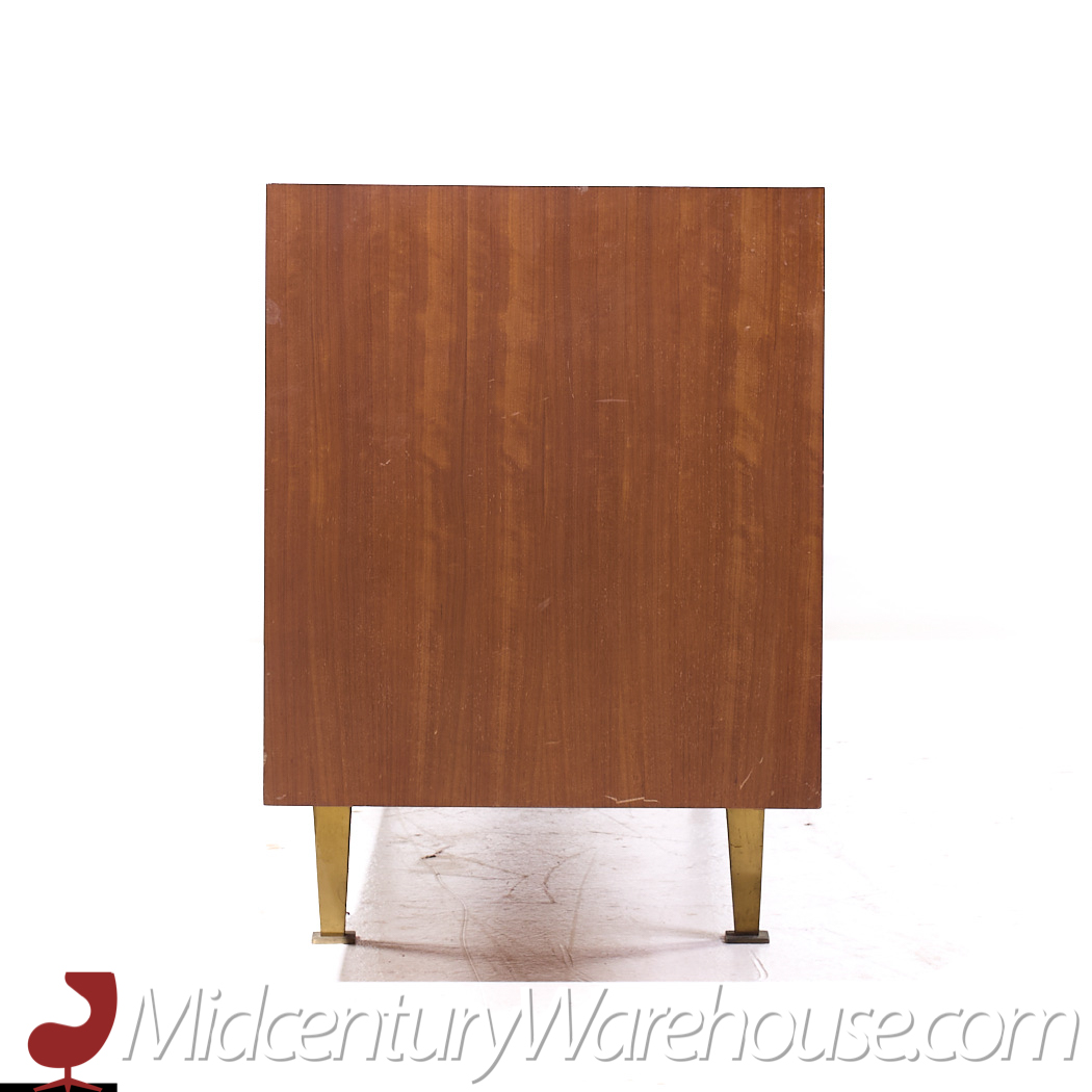 Gio Ponti for Singer and Sons Model 2184 Mid Century Walnut, Cane and Brass Credenza