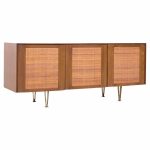 Gio Ponti for Singer and Sons Model 2184 Mid Century Walnut, Cane and Brass Credenza