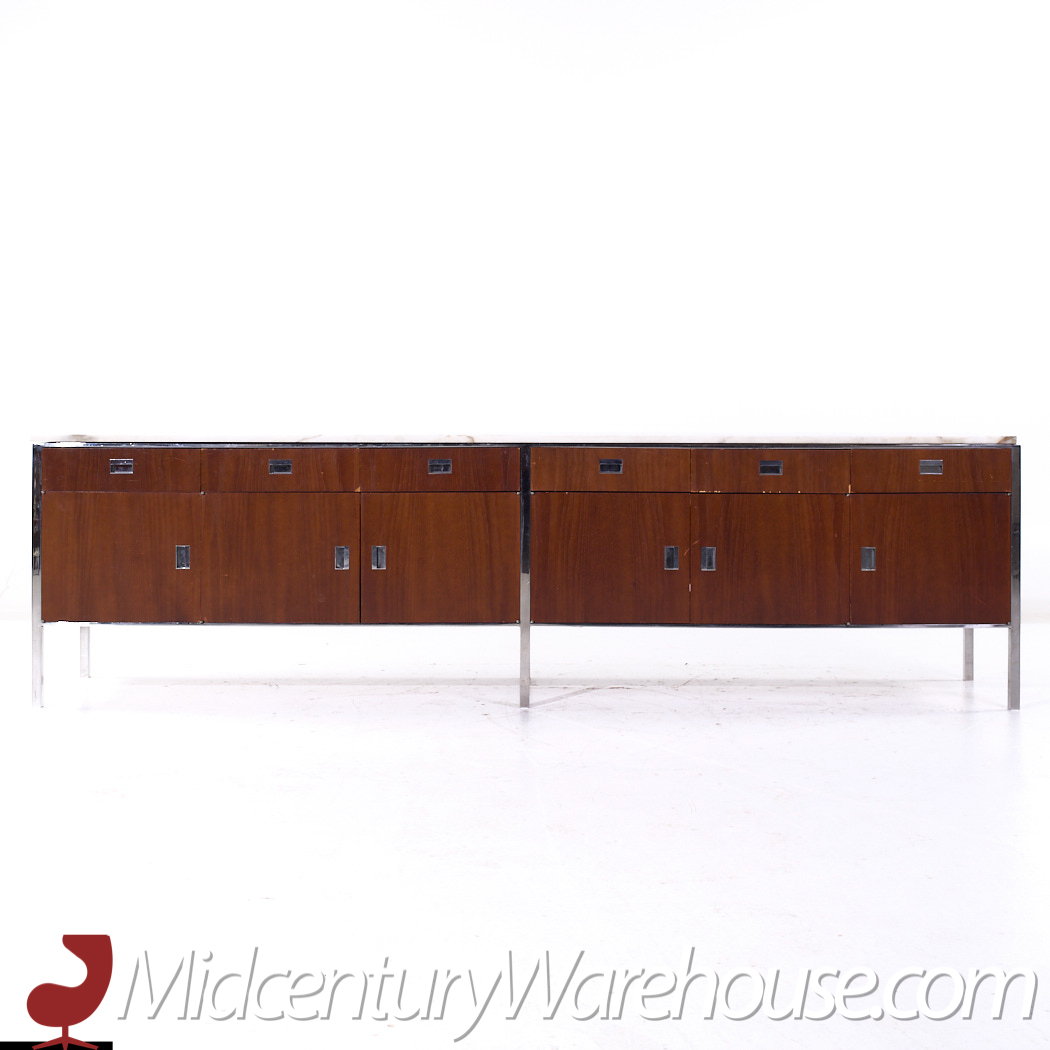 Gordon Bunshaft Mid Century Walnut and Marble File Credenza