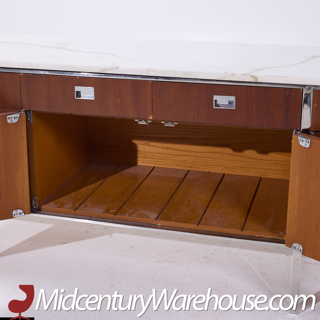 Gordon Bunshaft Mid Century Walnut and Marble File Credenza