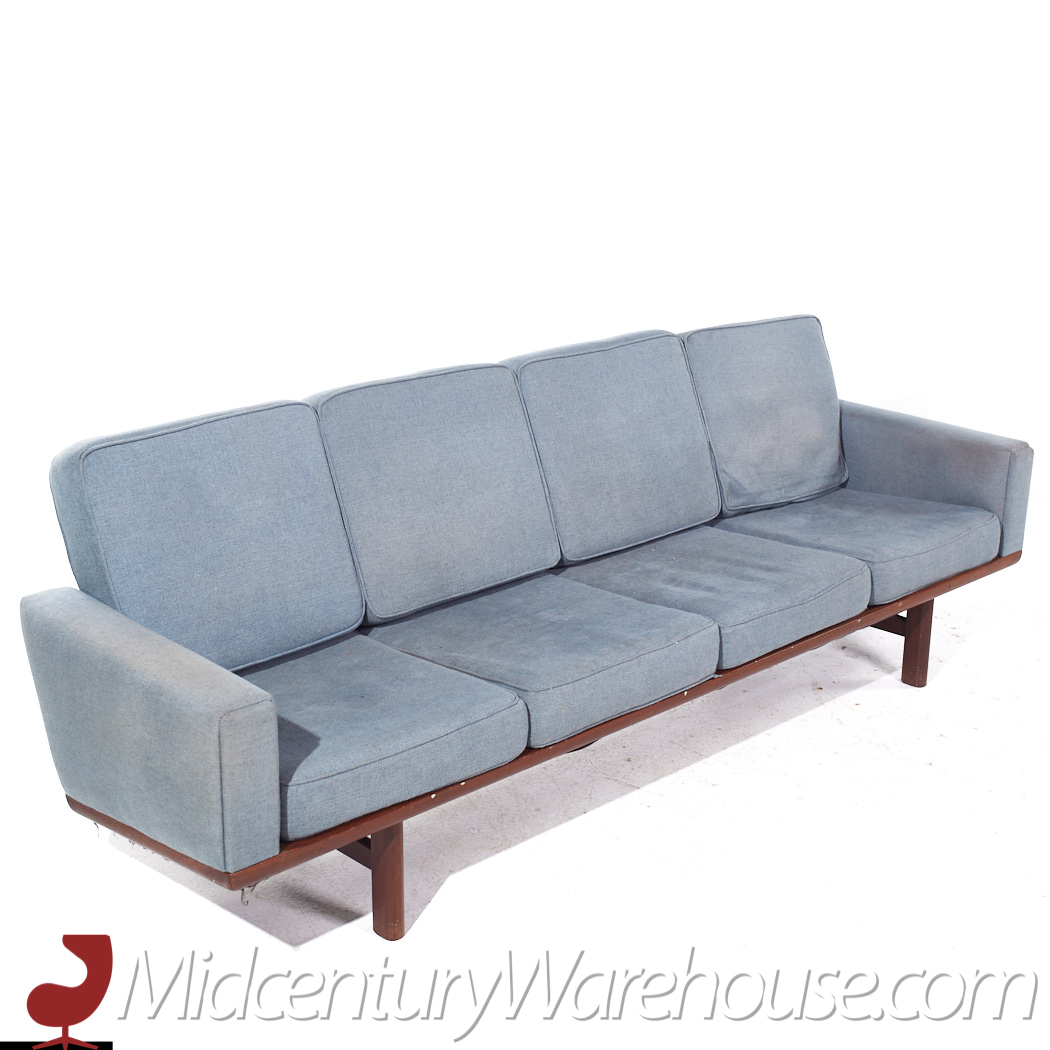 Hans Wegner for Getama Ge-236 Mid Century 4 Seat Teak Sofa