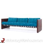 Jack Cartwright for Founders Mid Century Rosewood, Aluminum and Leather Sling Sofa