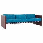 Jack Cartwright for Founders Mid Century Rosewood, Aluminum and Leather Sling Sofa