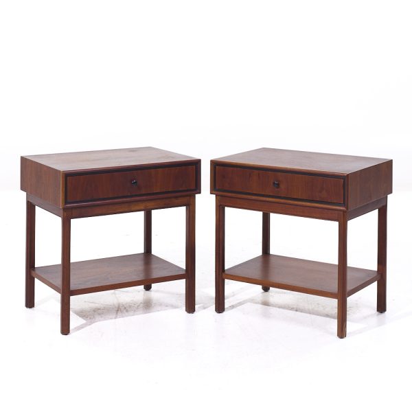 Jack Cartwright for Founders Mid Century Walnut Nightstands - Pair