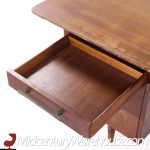 Jens Risom Style Jackson Mid Century Cane and Walnut Excutive Desk