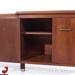 Jens Risom Style Standard Furniture Mid Century Walnut Tambour Door Credenza