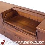 Jens Risom Style Standard Furniture Mid Century Walnut Tambour Door Credenza