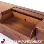 Jens Risom Style Standard Furniture Mid Century Walnut Tambour Door Credenza