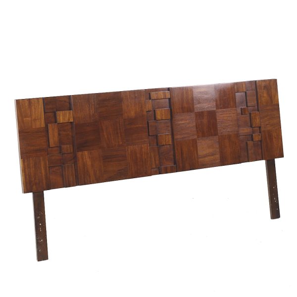 Lane Brutalist Mid Century Walnut King Headboard