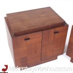 Lane Brutalist Mid Century Walnut Nightstands - Pair